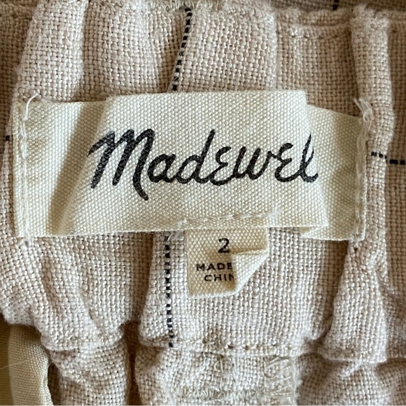 Madewell Linen Pleated Taper Wide-Leg Pants Windowpane Lagenlook Quiet Luxury 2 - Picture 8 of 10